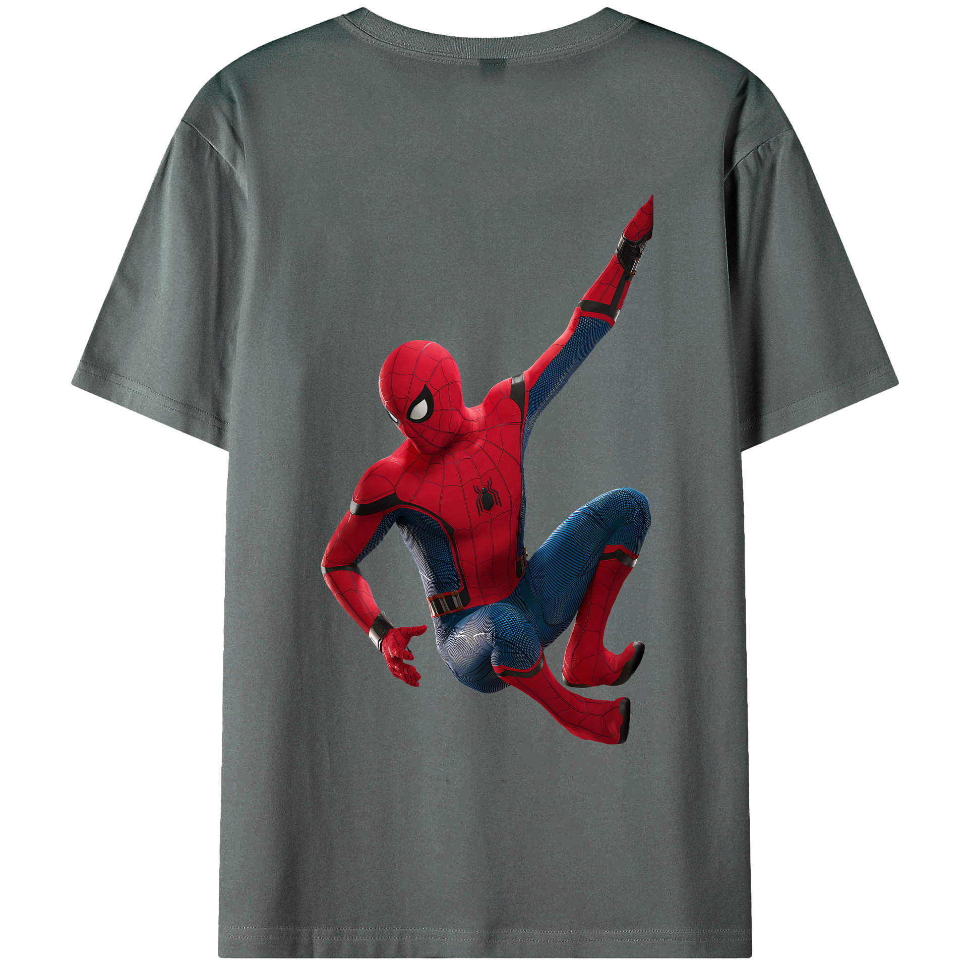 （画像用） Spider Man スパイダーマン 綿100％ メンズ半袖Tシャツ（バックプリント） 通気性